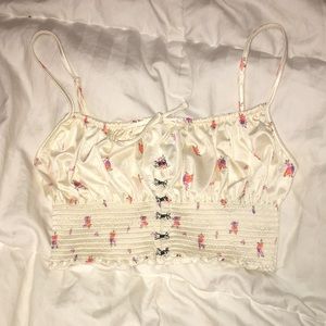 Peasant like off white colored crop top